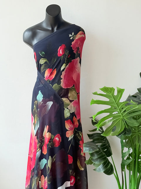 Floral printed georgette saree