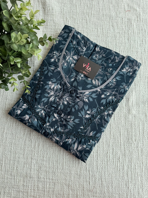 Printed poly viscose nighty