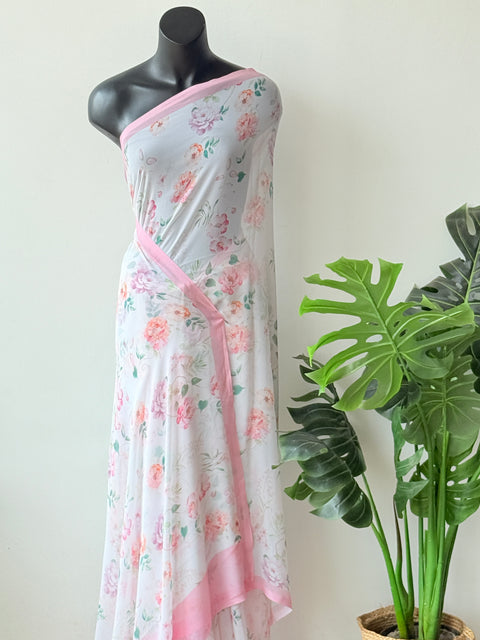 Floral printed georgette saree