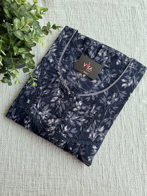Printed poly viscose nighty