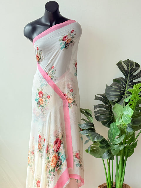 Floral printed georgette saree