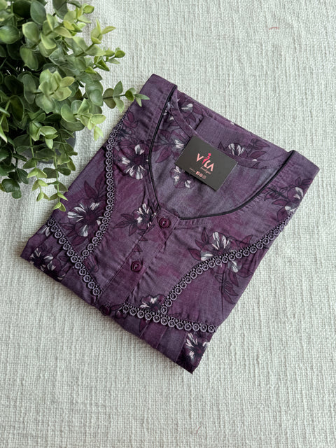 Printed poly viscose nighty