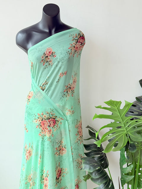 Floral printed georgette saree