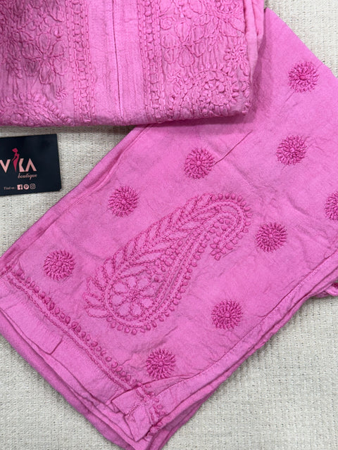 Lucknowi Modal Kurta pant set - baby pink