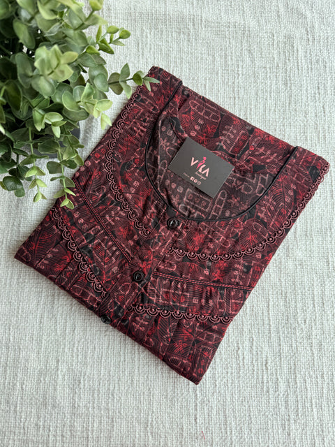 L size Printed poly viscose nighty