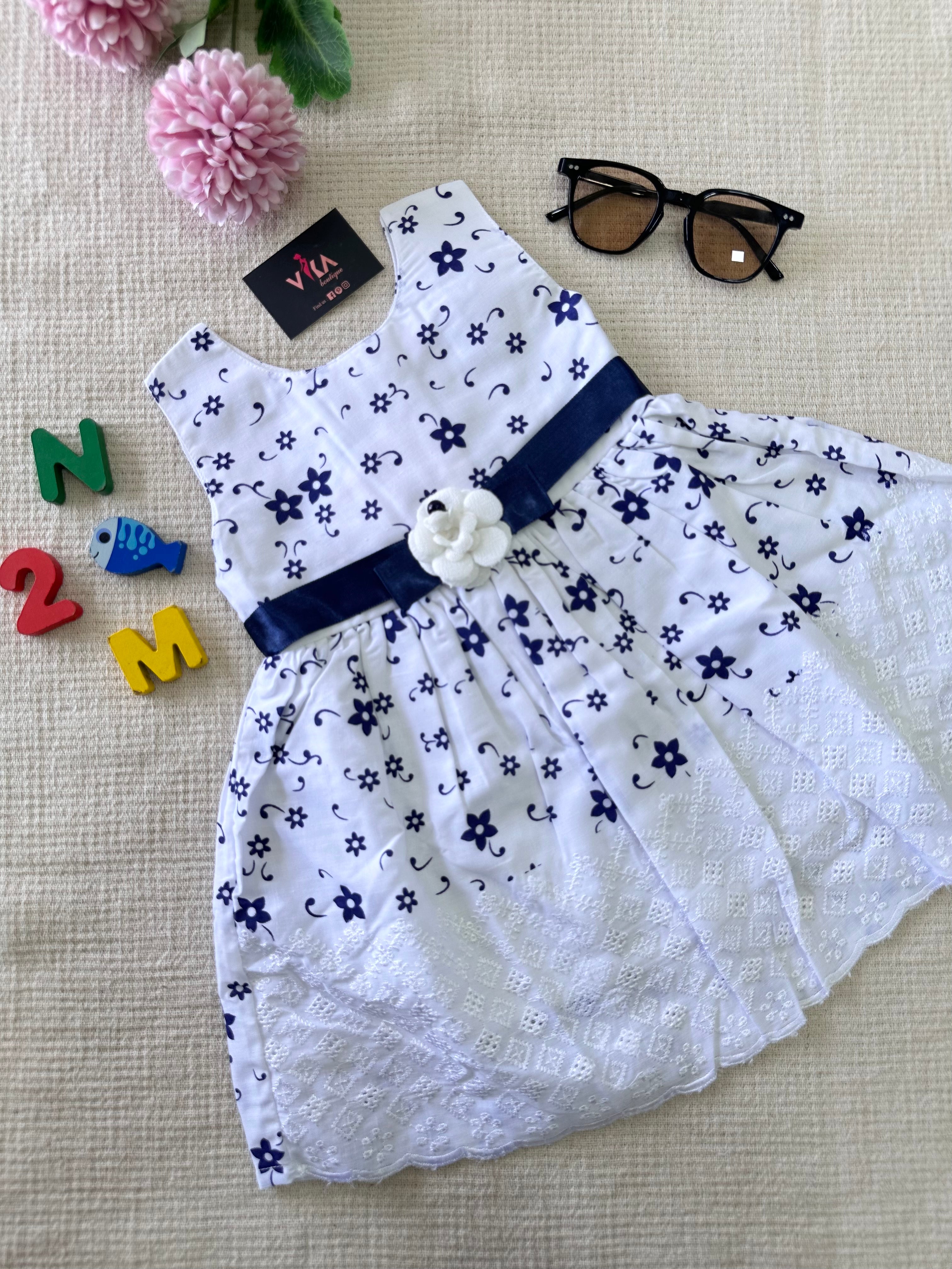 Baby Frock Age 1-3 white/Navy – VIKA Boutique