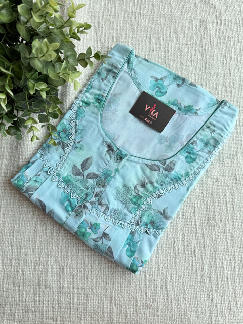 Printed poly viscose nighty