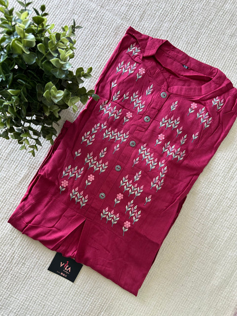 Embroidery neck Rayon kurti