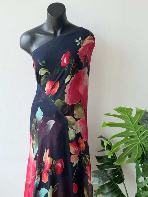 Floral printed georgette saree