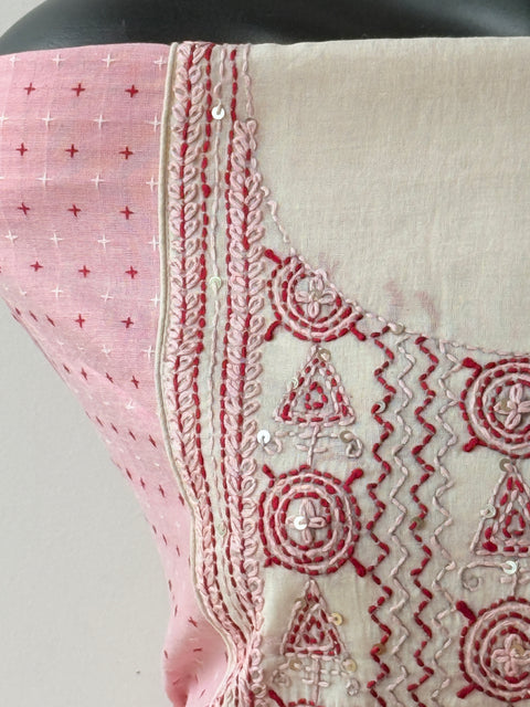 Pink emb cotton salwar material