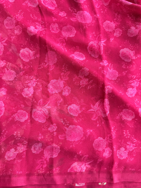 Floral printed georgette saree