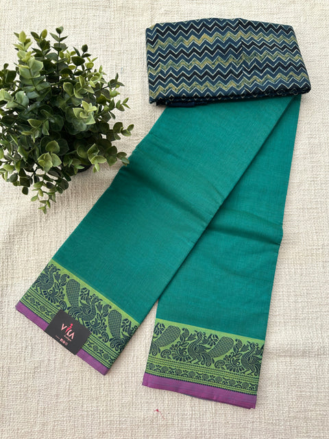 Handloom cotton saree with blouse pc