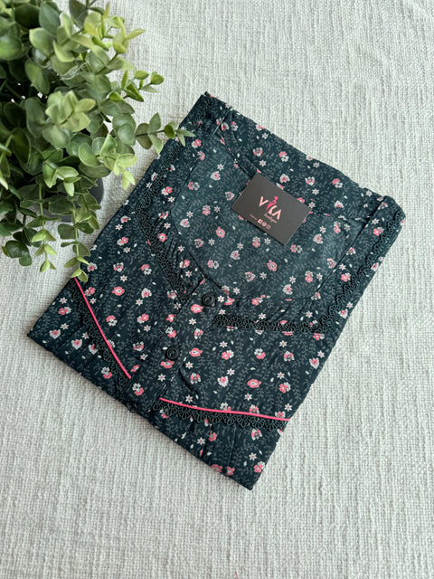 L size Printed poly viscose nighty