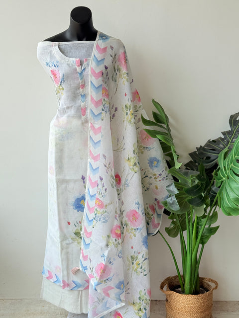 Printed pure linen suit material