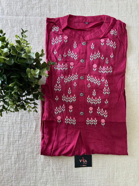 Embroidery neck Rayon kurti