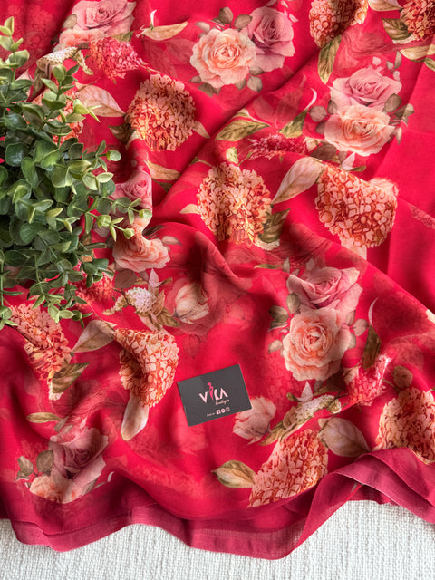 Floral printed georgette saree
