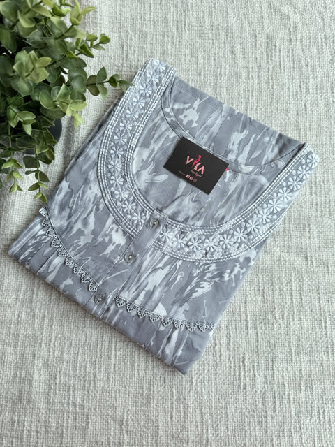 Printed poly viscose nighty