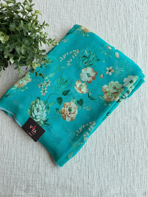 Floral printed georgette saree