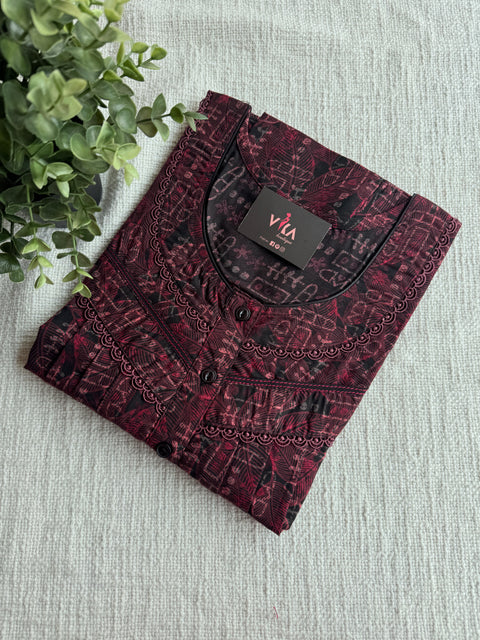 L size Printed poly viscose nighty
