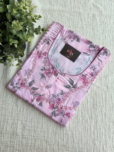 Printed poly viscose nighty