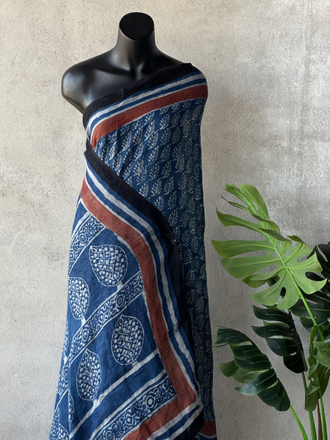 Pre order - Hand block Printed pure Linen saree