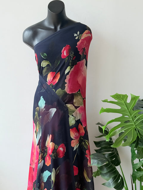 Floral printed georgette saree