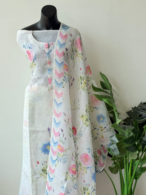 Printed pure linen suit material