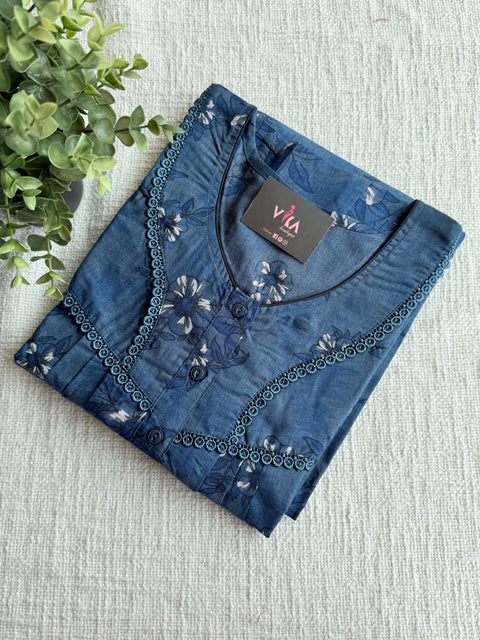 Printed poly viscose nighty