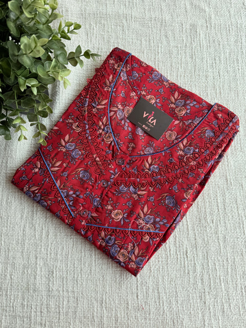 L size Printed poly viscose nighty