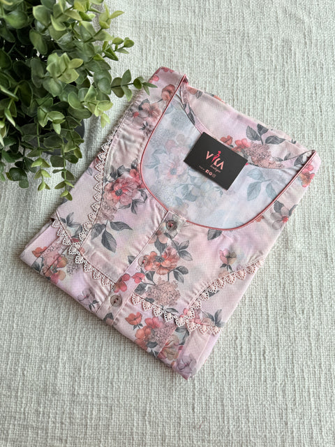 Printed poly viscose nighty