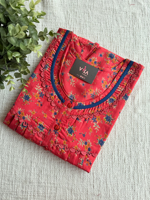 Printed poly viscose nighty
