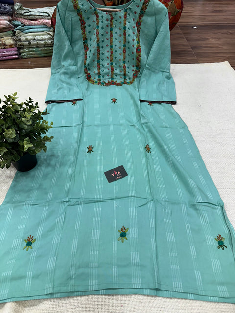 Size 40-42 Hand embroidery Rayon kurti