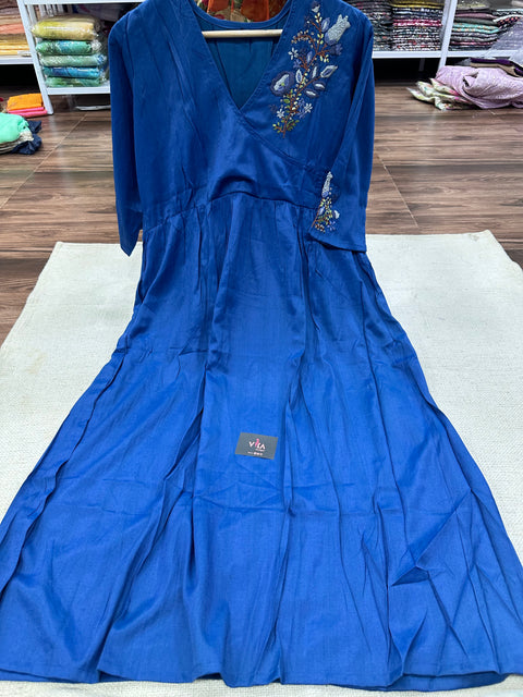 size 44 Hand embroidery Blue kurti