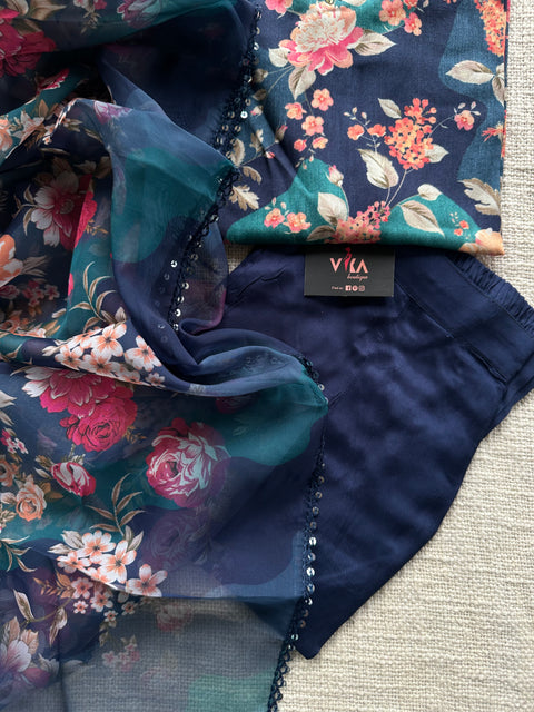 Floral printed cotton suit set