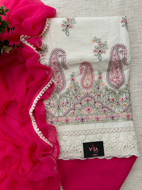 Embroidered cotton salwar material