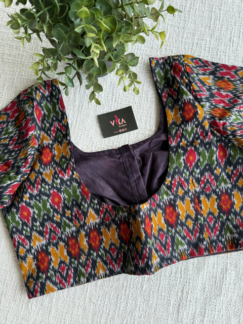 Printed ikat cotton blouse