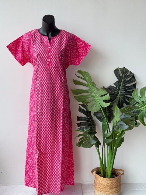 L size printed cotton nighty