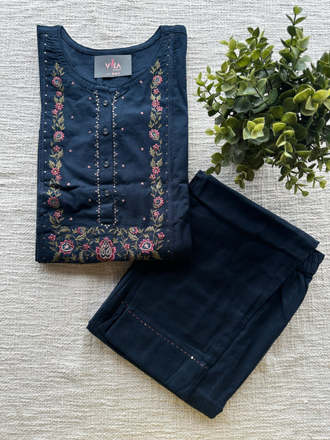 Midnight Blue cotton kurta and pant