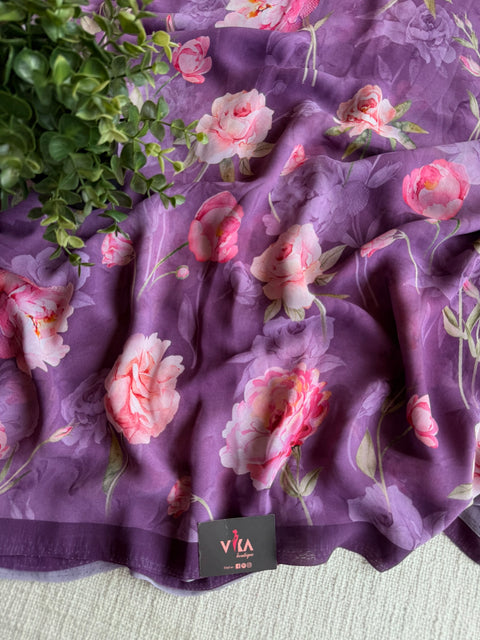 Floral printed georgette saree