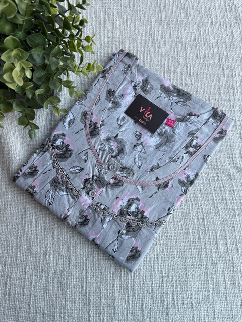 L size printed cotton nighty