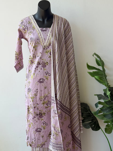Printed cotton kurta pant set
