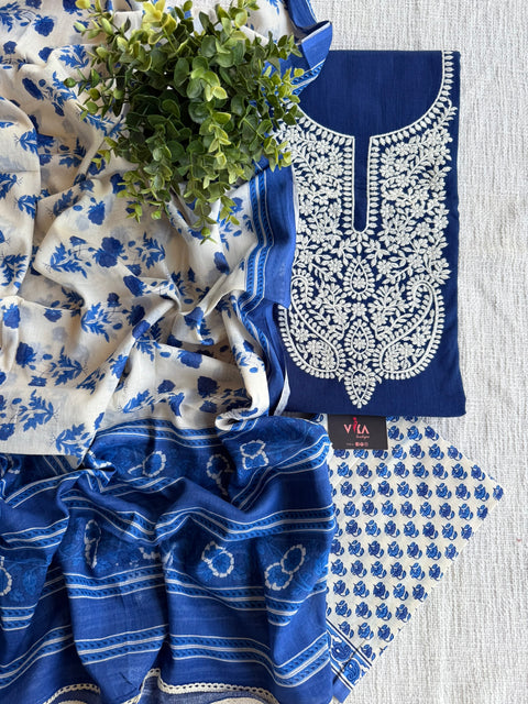 Lucknowi work cotton suit material