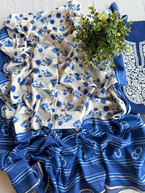 Lucknowi work cotton suit material