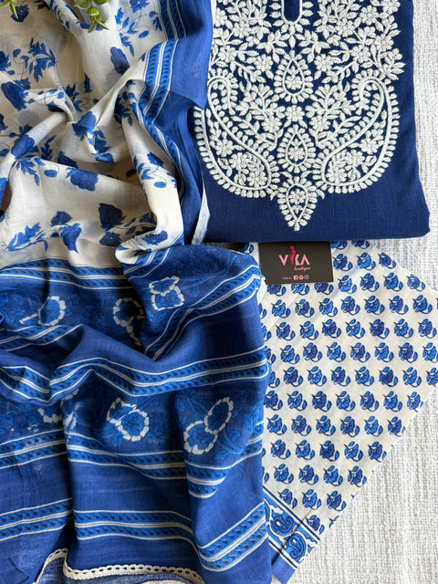 Lucknowi work cotton suit material