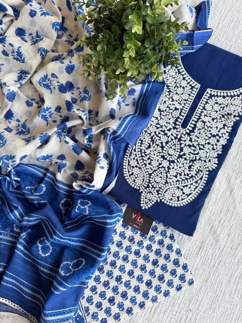 Lucknowi work cotton suit material