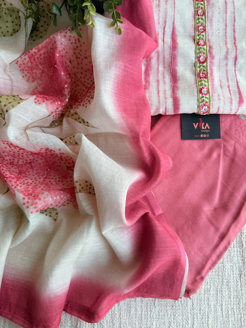 Tie and dye cotton linen suit material