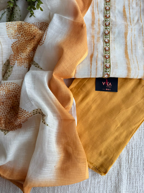 Tie and dye cotton linen suit material