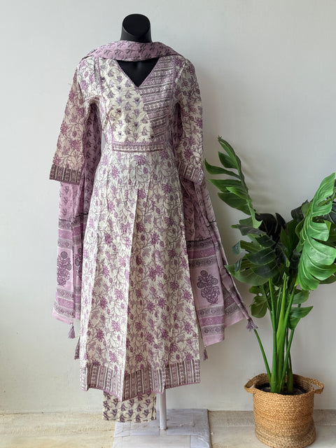 Anarkali Printed cotton kurta pant set
