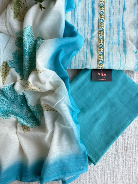 Tie and dye cotton linen suit material