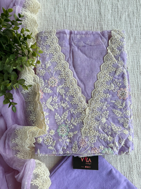 Lavender Emb Kota salwar suit material